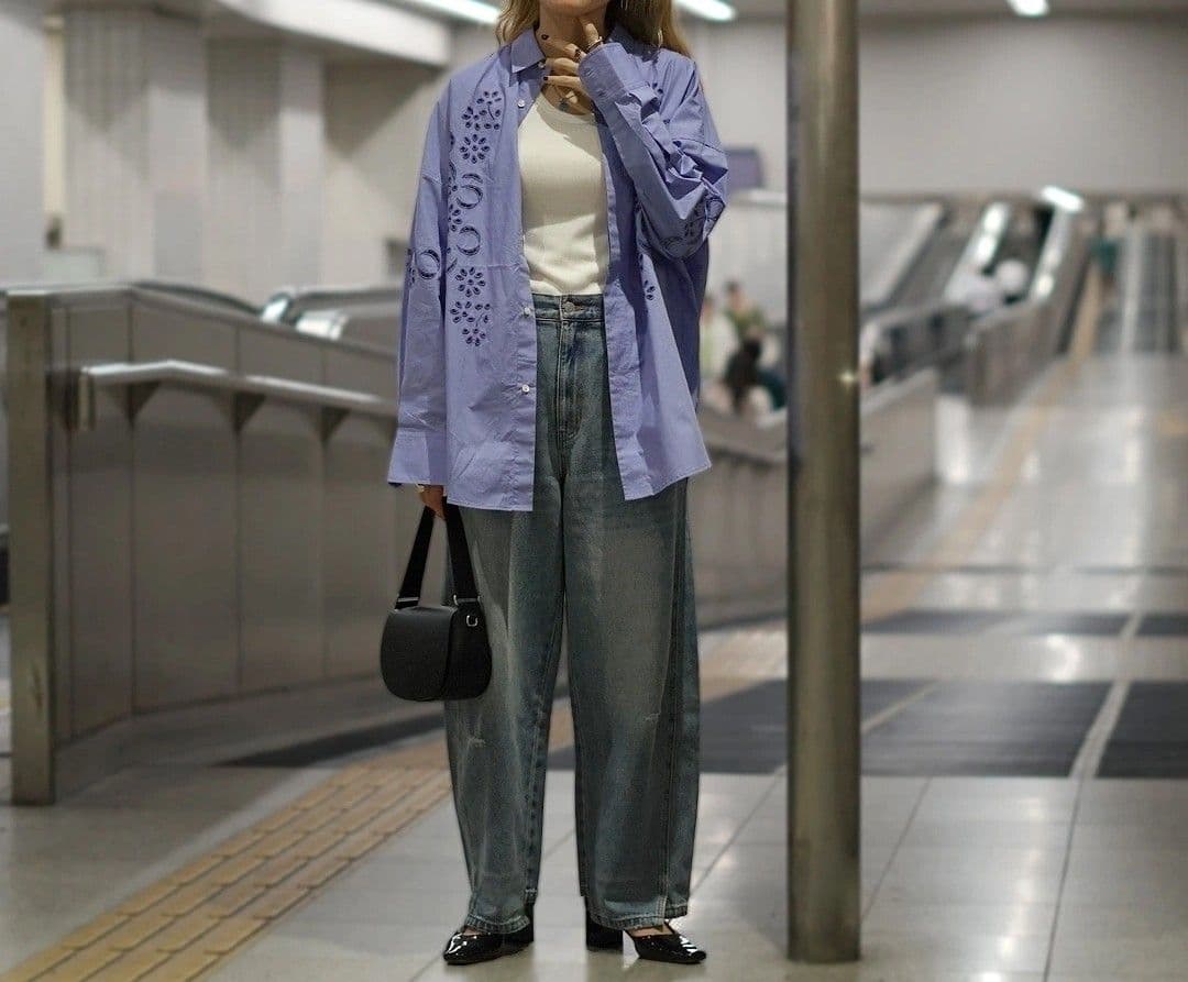YENNイェンカーブシームデニムパンツ36ブルー