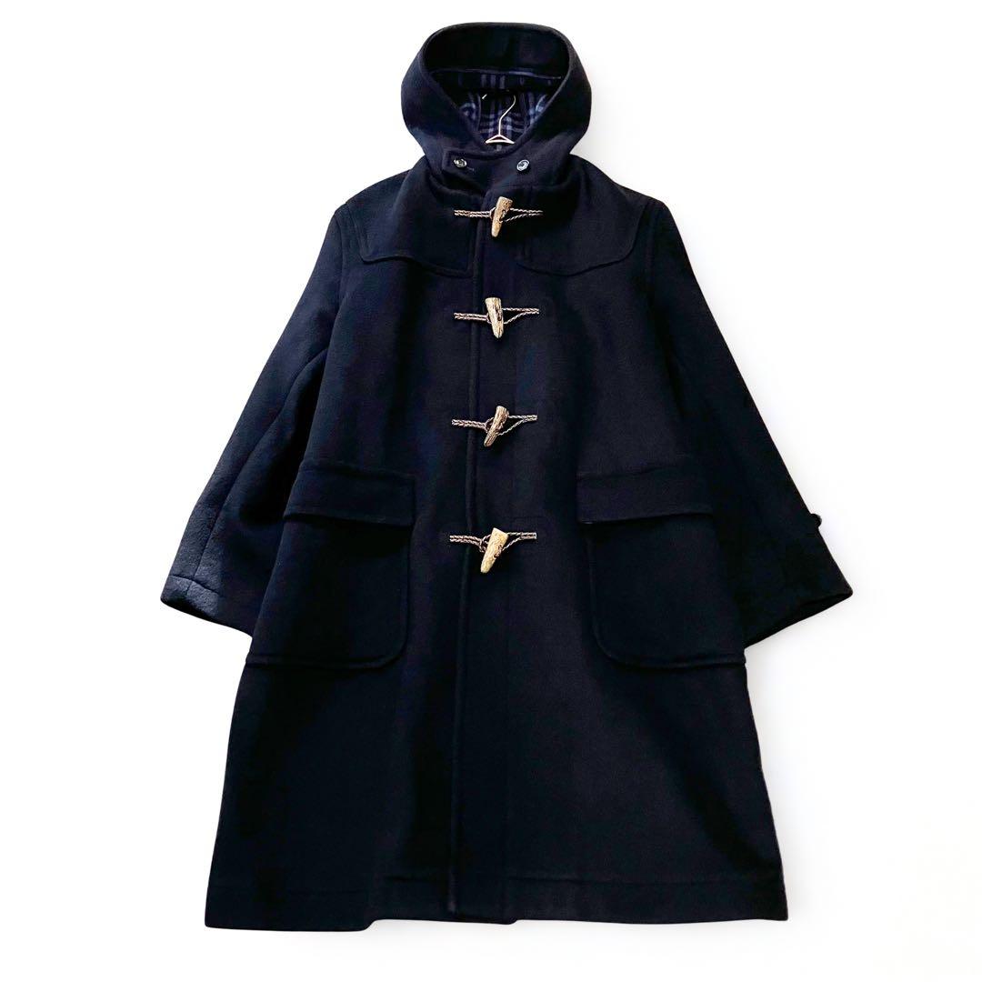 未使用級✨バーバリーロンドン カシミヤ混 ダッフルコート ノバチェック 紺 L