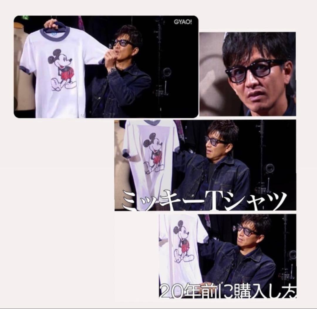 80s USA製 Disney 白足ミッキー リンガーTシャツ キムタク 美品