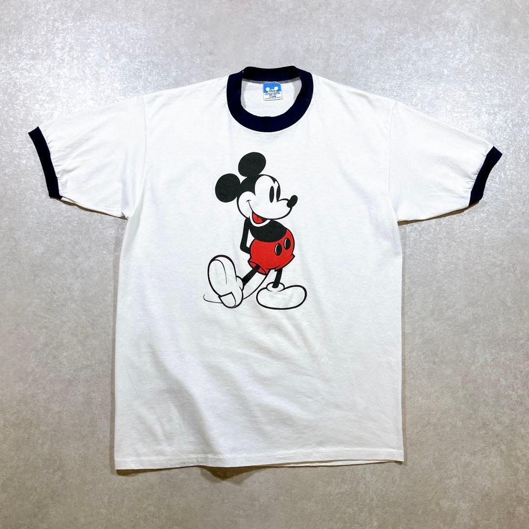 80s USA製 Disney 白足ミッキー リンガーTシャツ キムタク 美品