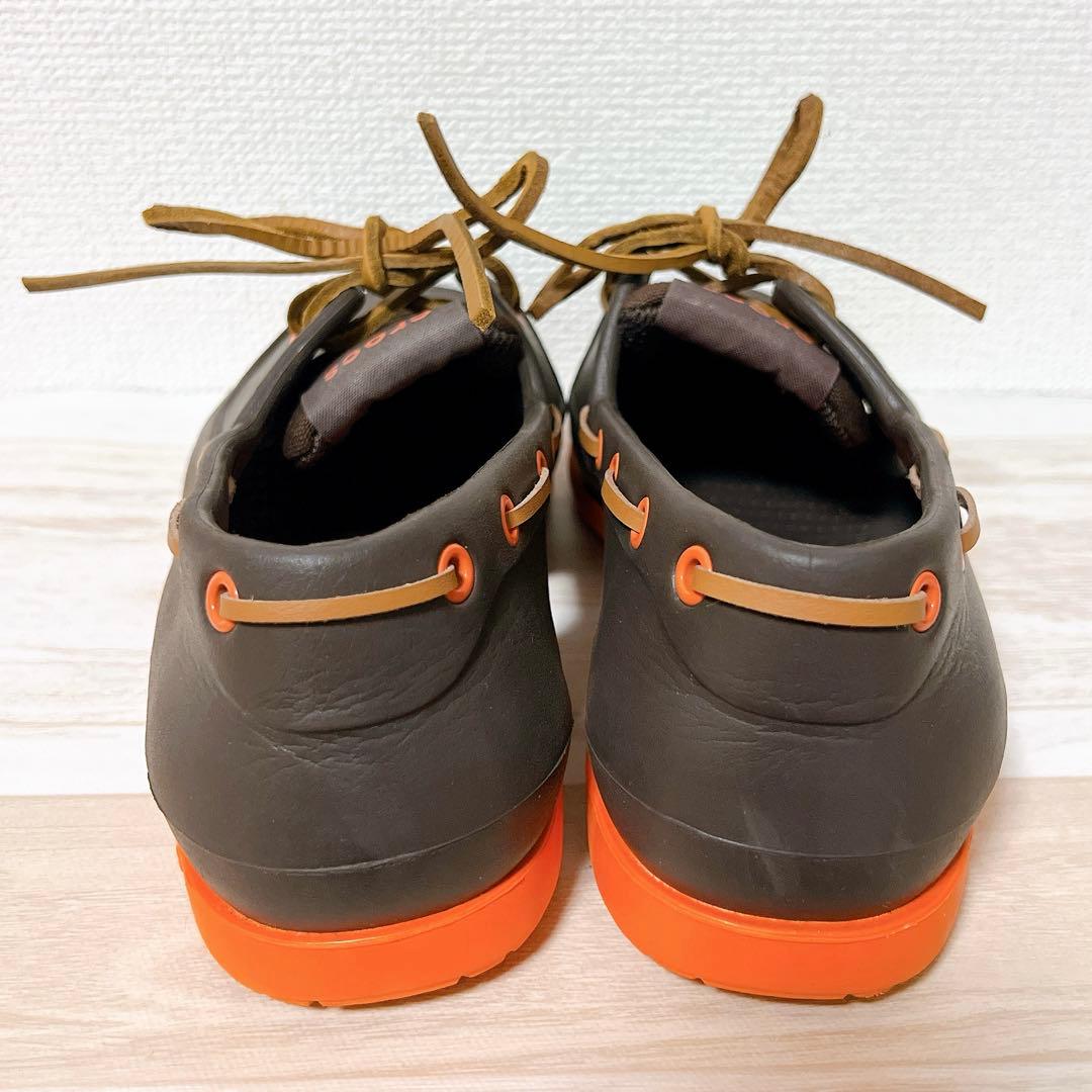 美品　クロックス　デッキシューズ レースアップ ラバー バイカラー　M9(28)