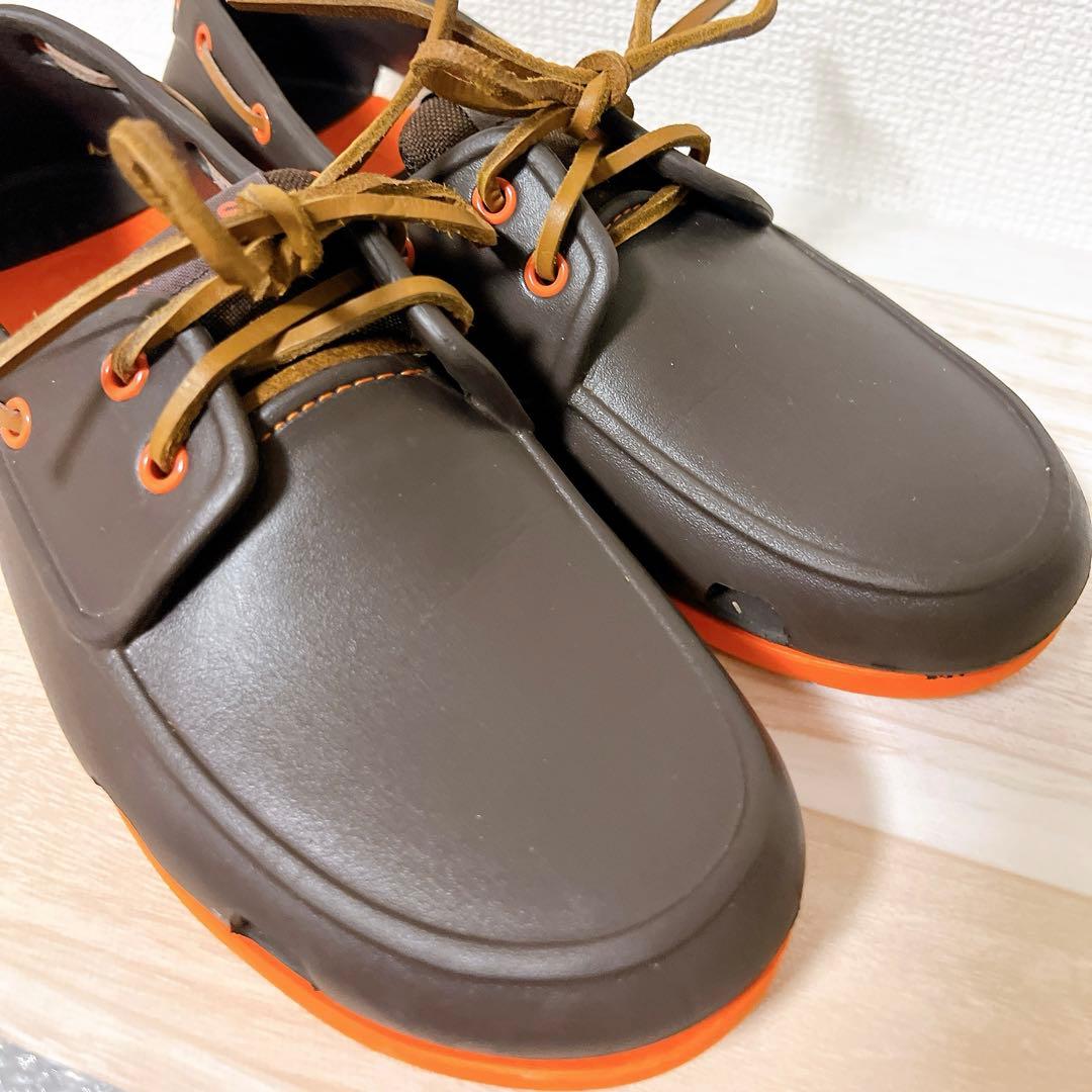 美品　クロックス　デッキシューズ レースアップ ラバー バイカラー　M9(28)