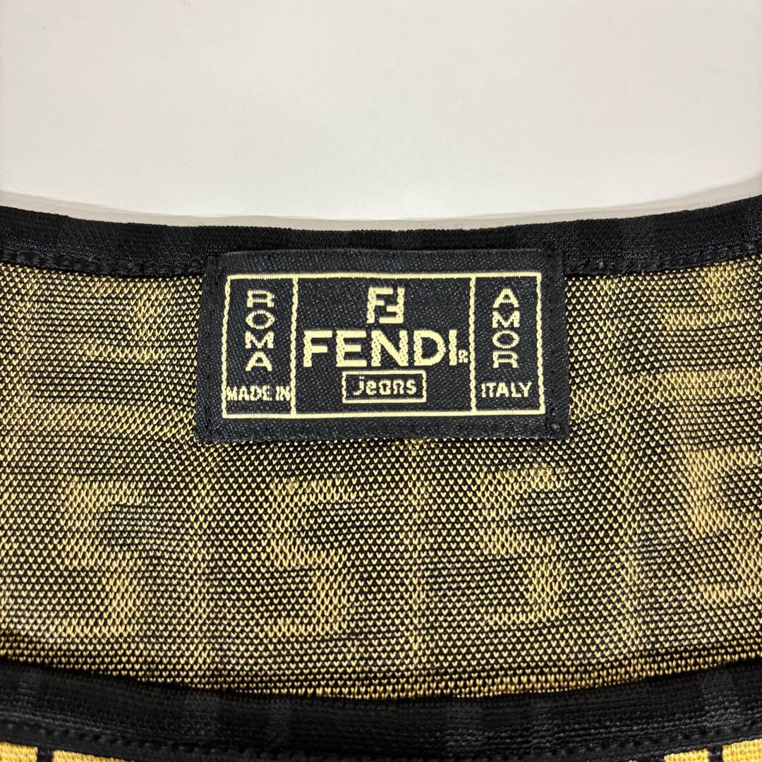 FENDI フェンディ　人気ズッカ柄ロゴプリント 半袖Tシャツ 黒金（E1