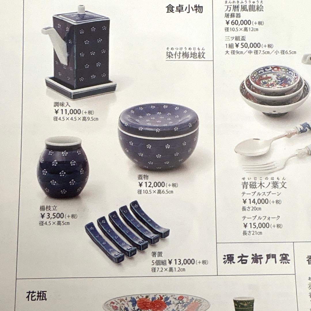 源右衛門　蓋物　染め錦梅小紋　　　　　　　　　　　木箱付き 未使用