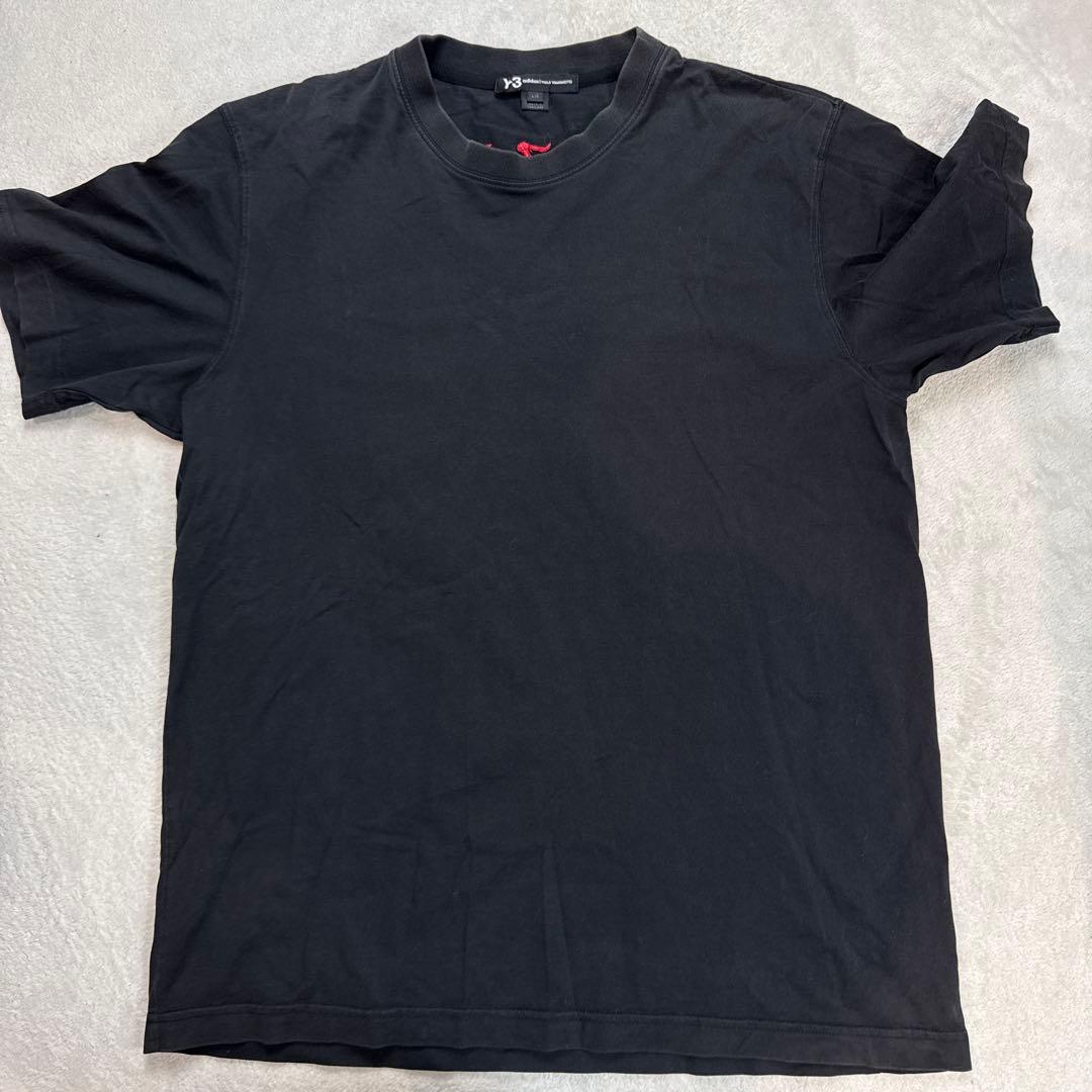 Y-3 ワイスリー 爆走黒鴉ロゴ刺繍 Tシャツ 希少L ブラック