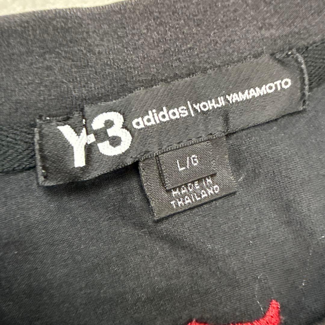 Y-3 ワイスリー 爆走黒鴉ロゴ刺繍 Tシャツ 希少L ブラック
