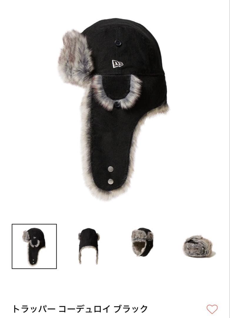 NEWERAトラッパー Corduroy コーデュロイ ブラック Mサイズ