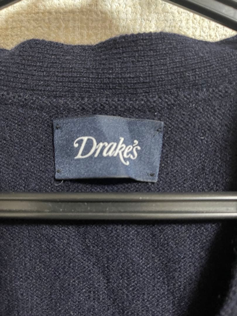 Drake's ネイビー ウール ベスト 36