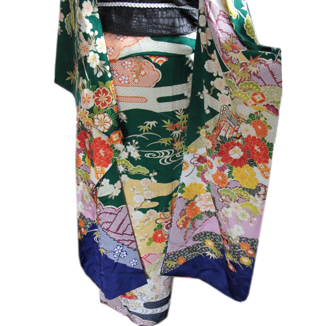 シ*ー様 振袖単体◆処分 特価品 171.5cm深緑トールサイズ 成人式前撮り