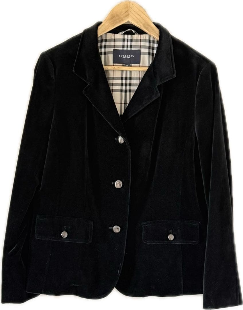 BURBERRYLONDON ベロア黒テーラードジャケット Size46日本製
