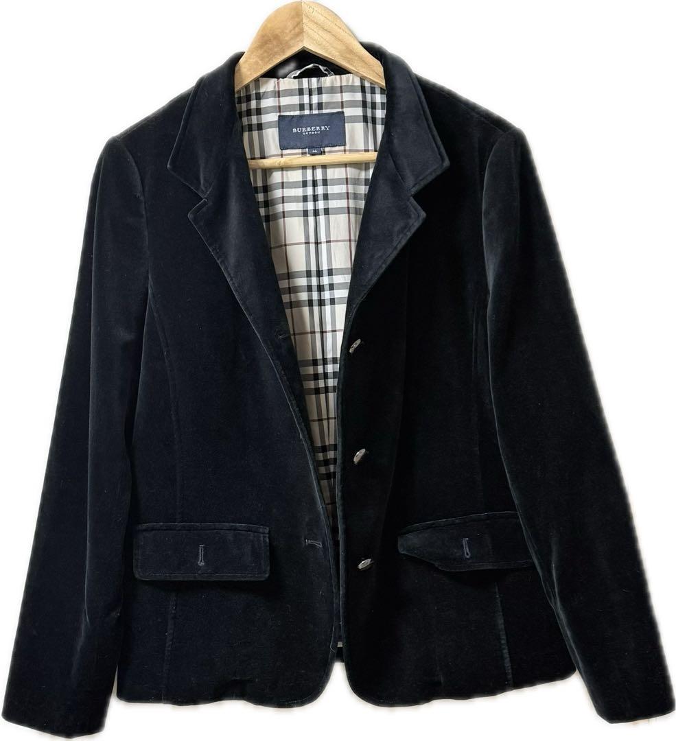BURBERRYLONDON ベロア黒テーラードジャケット Size46日本製