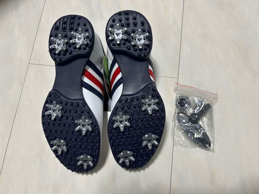 adidas アディダス ゴルフシューズ ホワイト ネイビー スパイク 23cm