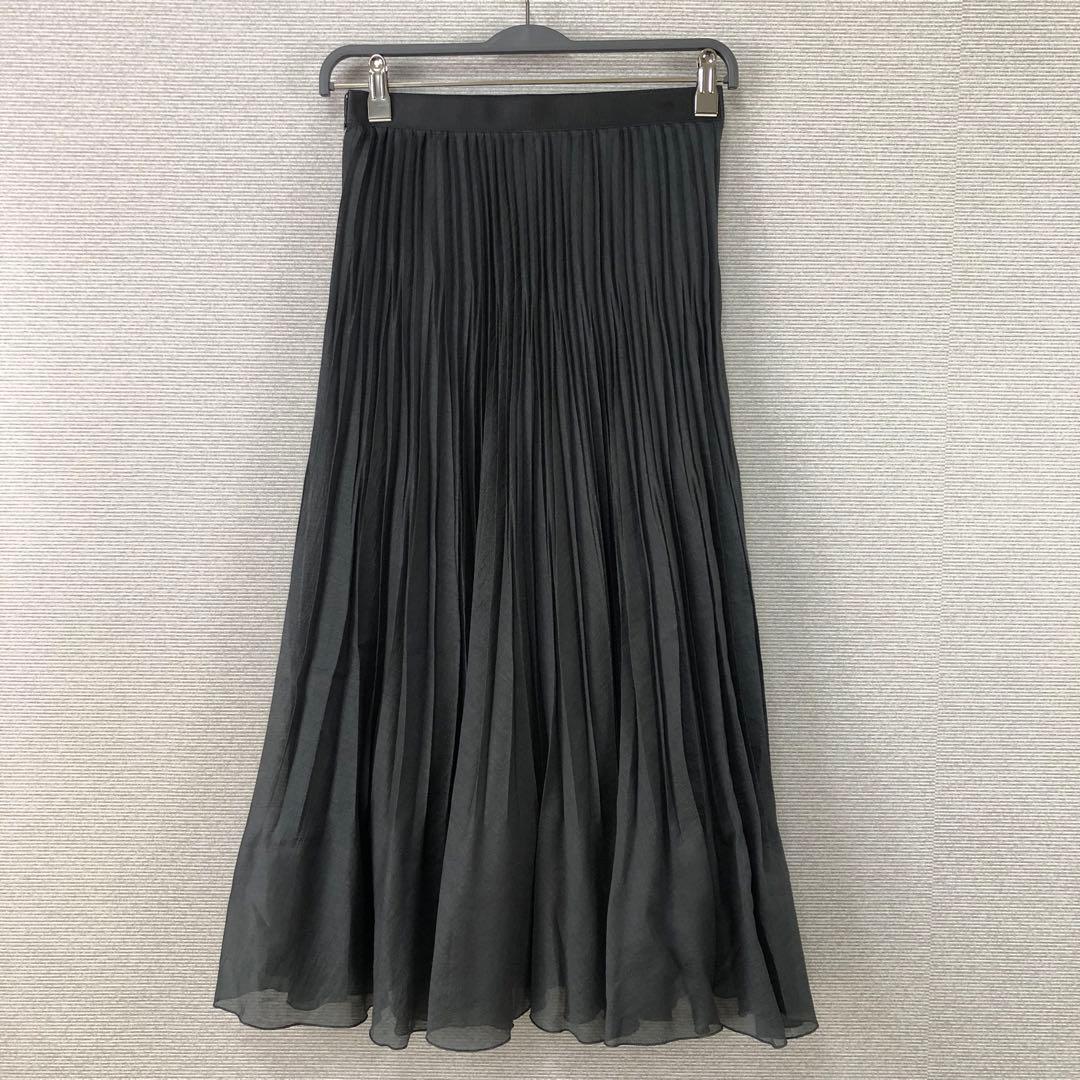 未使用品 ANAYI スパンオーガンジープリーツ スカート 38 ブラック