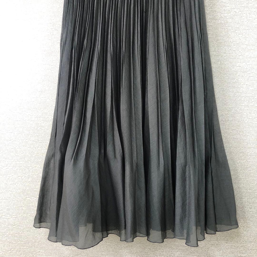 未使用品 ANAYI スパンオーガンジープリーツ スカート 38 ブラック