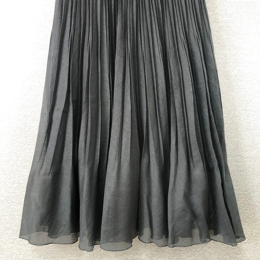 未使用品 ANAYI スパンオーガンジープリーツ スカート 38 ブラック