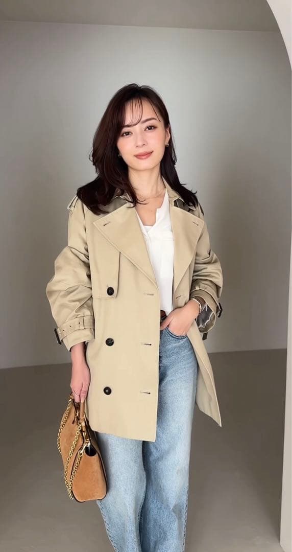 【新品】 anuans ハーフオーバートレンチコート