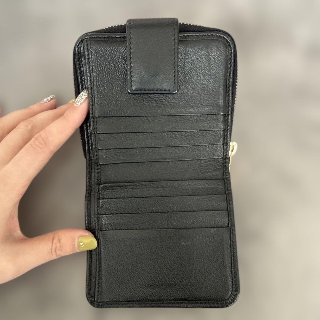 YSL イヴ・サンローラン 二つ折り財布 黒 レザー