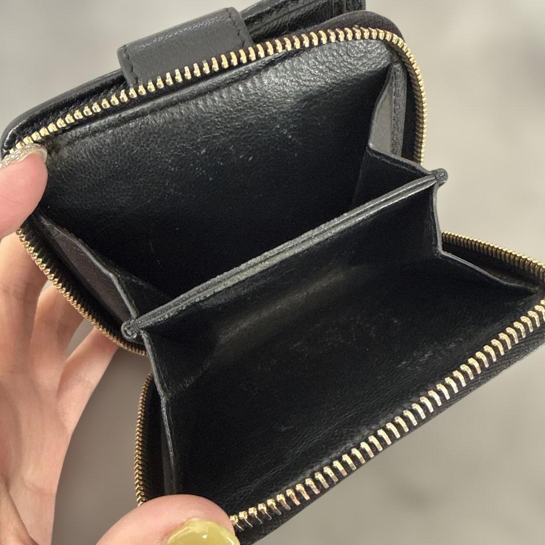 YSL イヴ・サンローラン 二つ折り財布 黒 レザー