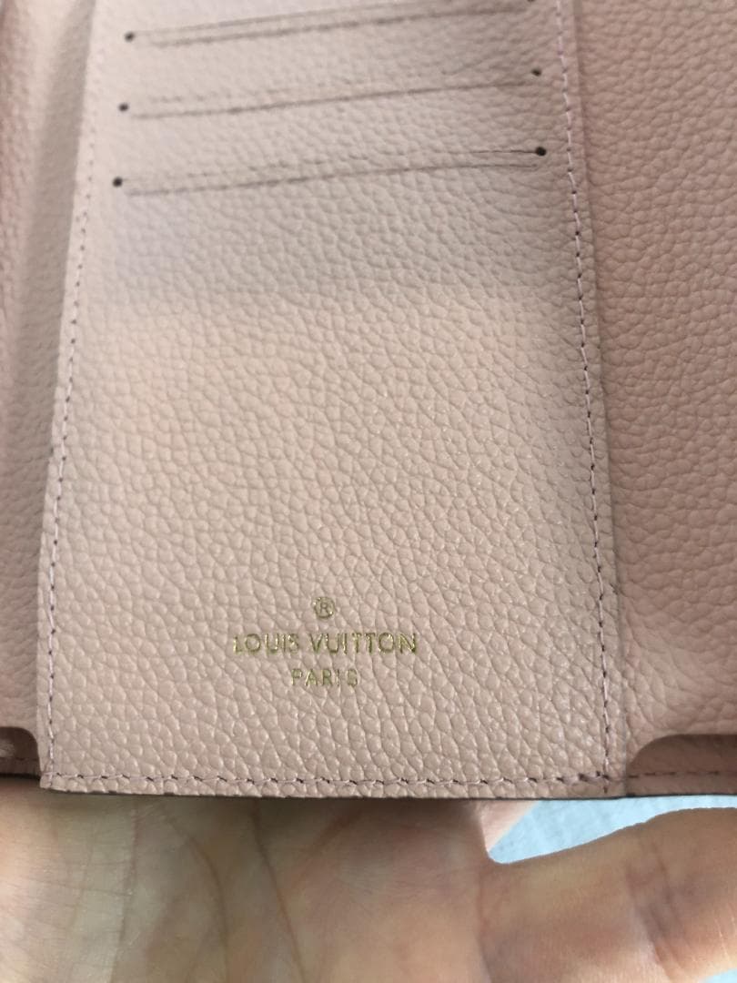 財布　ピンク　LVロゴ　レディース　ブラウン　バッグ　本革　スナップフィット