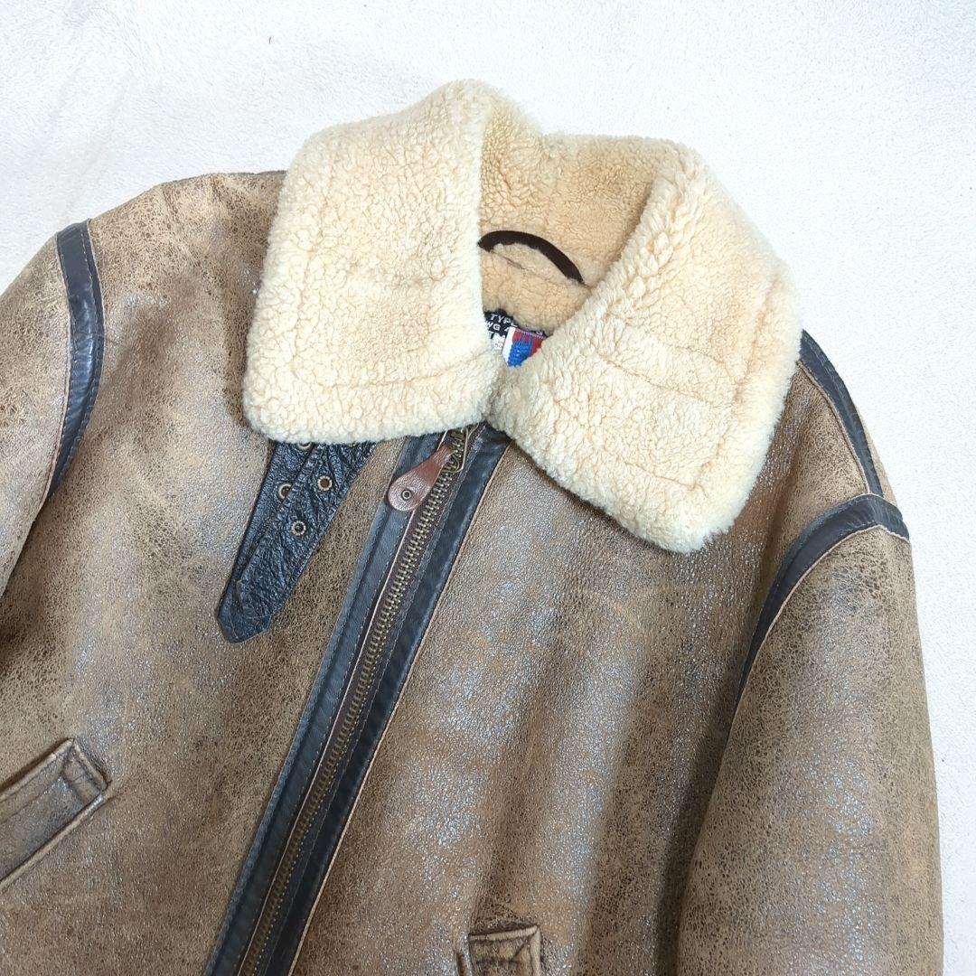 SCHOTT B-3 フライトジャケット 42サイズ ムートン 羊革 ブラウン