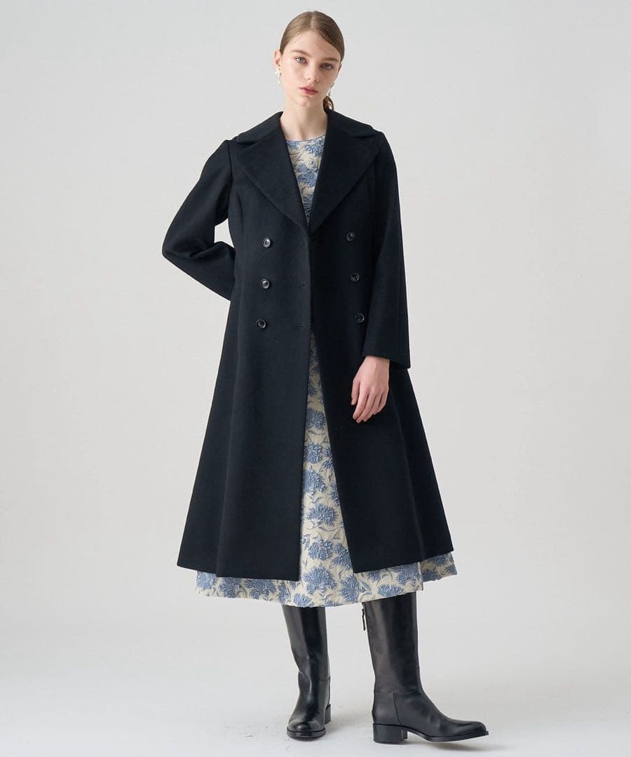 【1305】現行品　美品　アナイ　カシミヤドレストレンチコート　黒　36