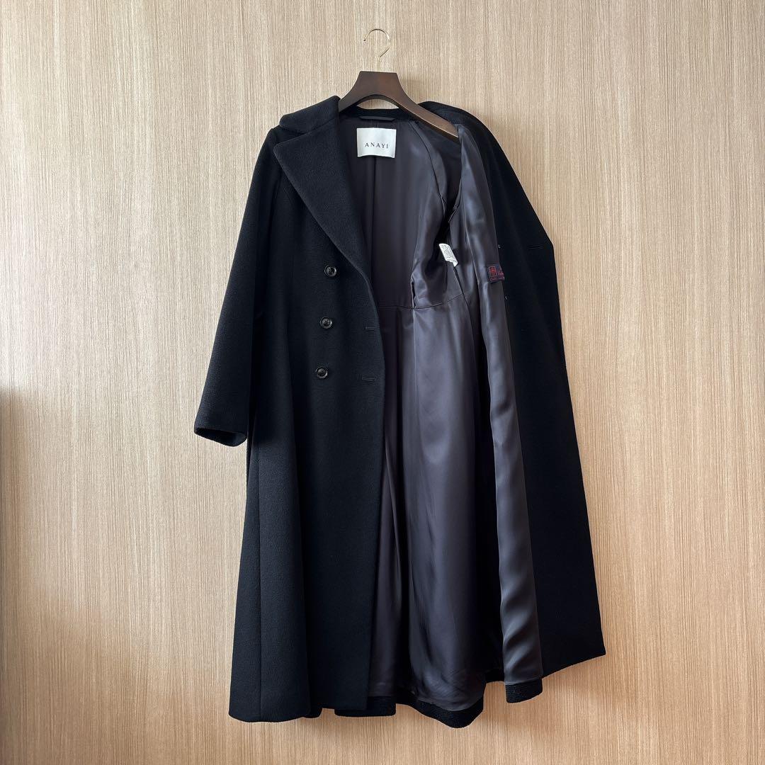 【1305】現行品　美品　アナイ　カシミヤドレストレンチコート　黒　36