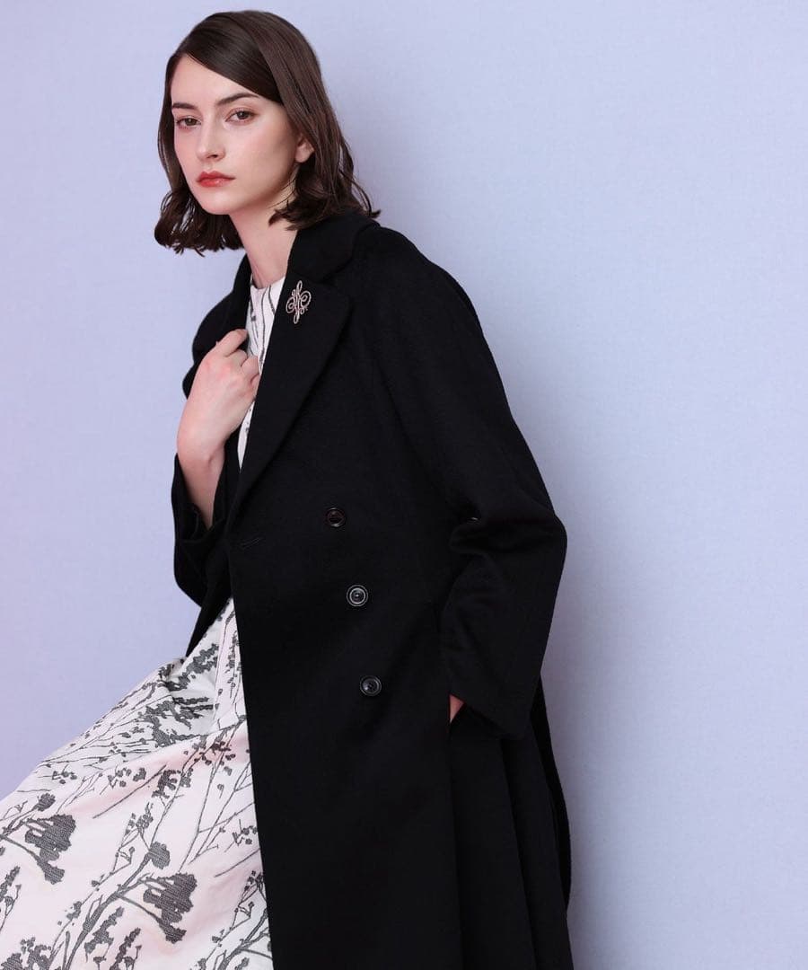 【1305】現行品　美品　アナイ　カシミヤドレストレンチコート　黒　36
