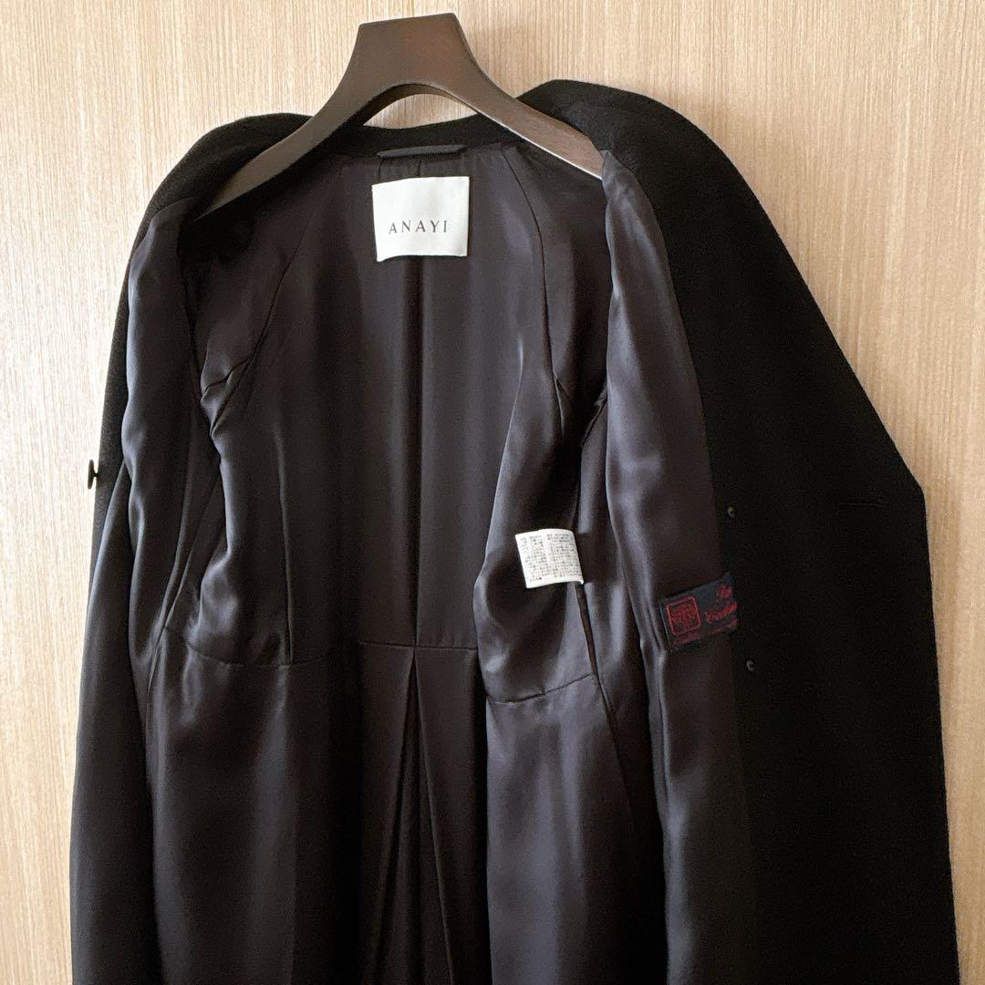 【1305】現行品　美品　アナイ　カシミヤドレストレンチコート　黒　36