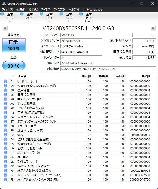 【2枚】crucial BX500 SSD 240GB 2.5インチ