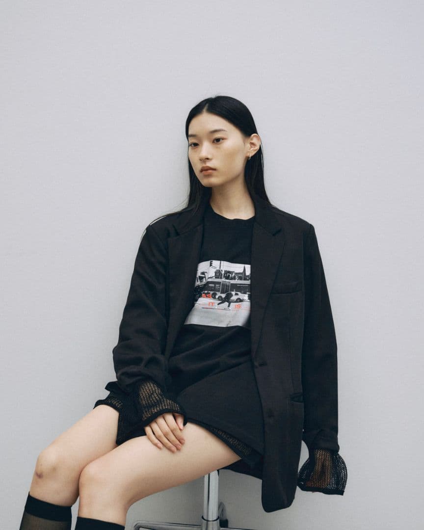 JSELF ジゼルフ Tulle Layered Jacket ブラック