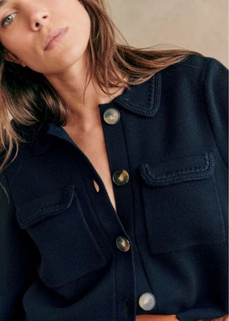 【美品】Sezane Betty カーディガン 紺 メリノウール ジャケット風