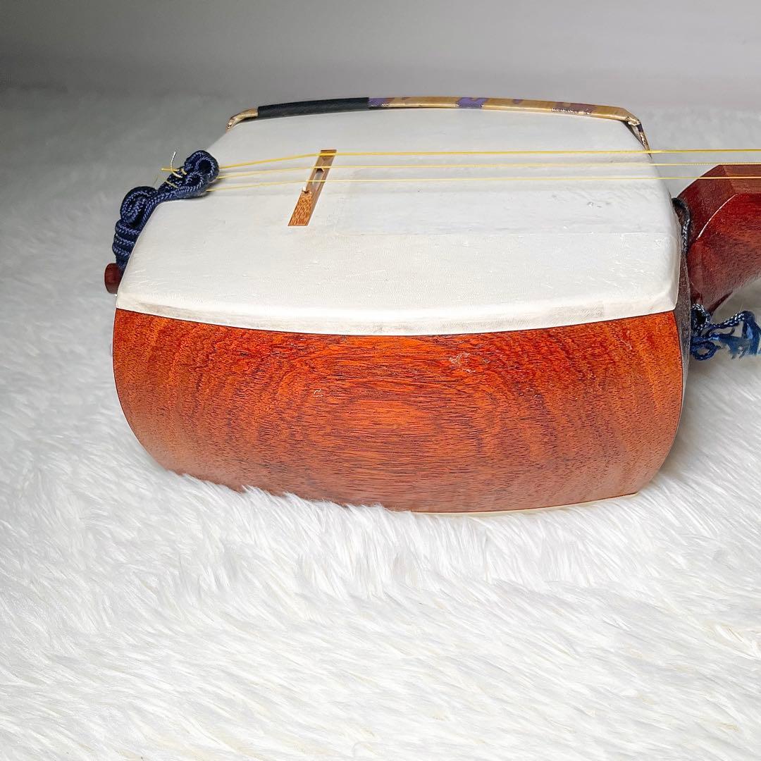 【良品】津軽三味線 約3cm棹幅 布ケース付き 太棹