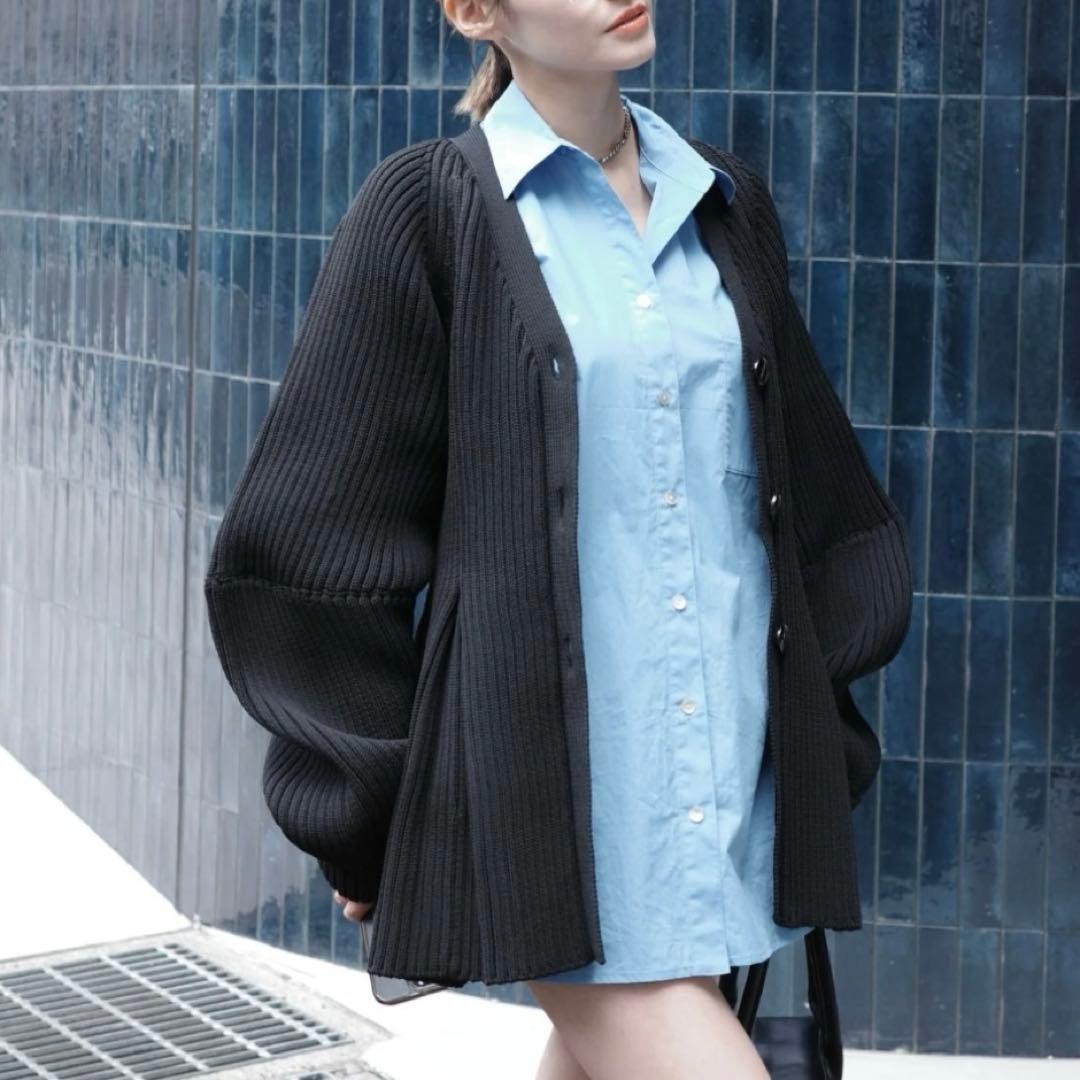 ESIO Contour knit cardigan ブラック