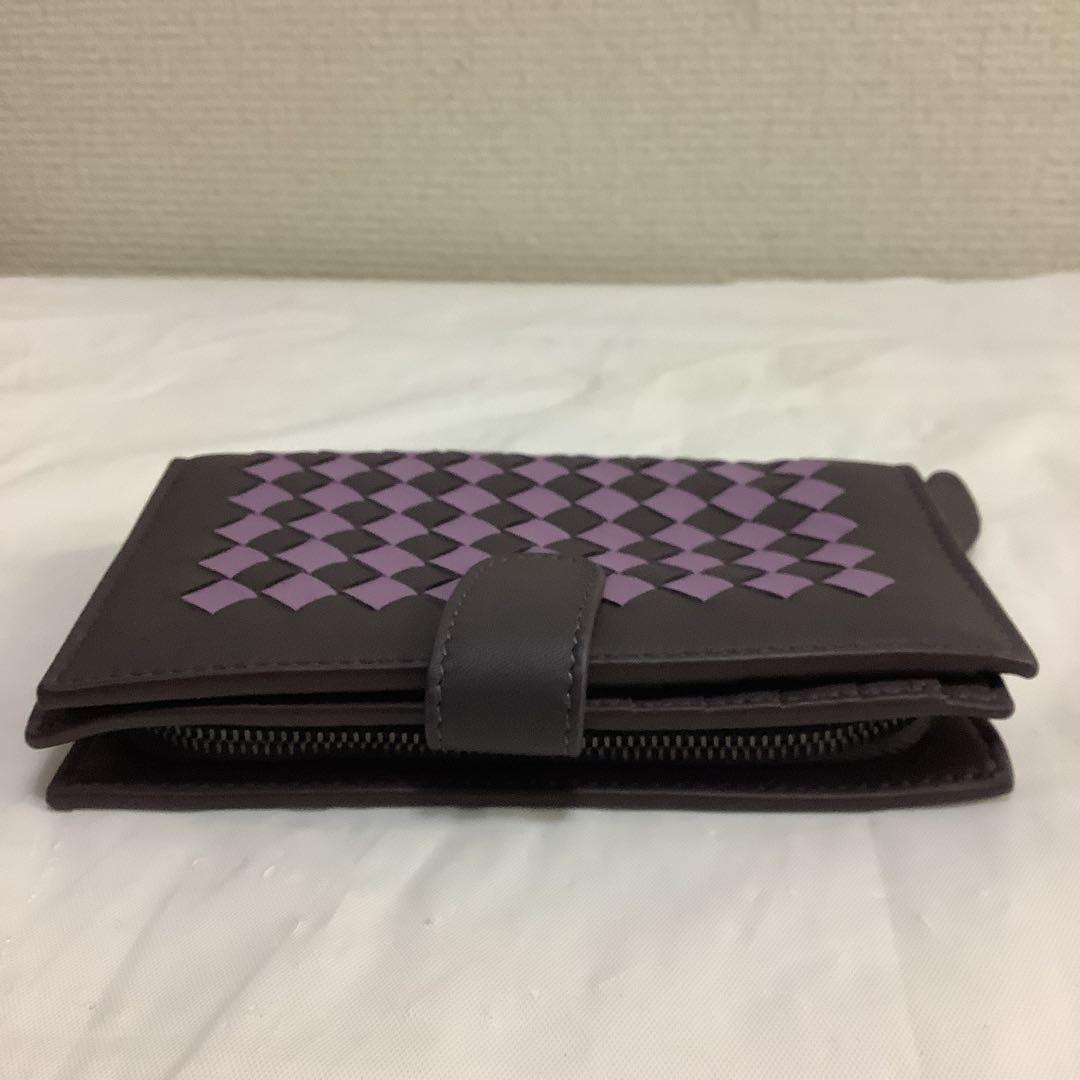 7605⑥BOTTEGA VENETA 二つ折り財布 紫と黒　ボッテガヴェネタ