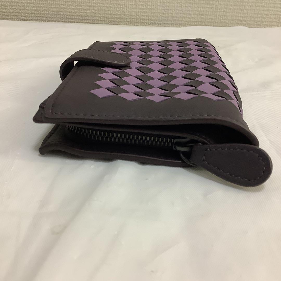 7605⑥BOTTEGA VENETA 二つ折り財布 紫と黒　ボッテガヴェネタ