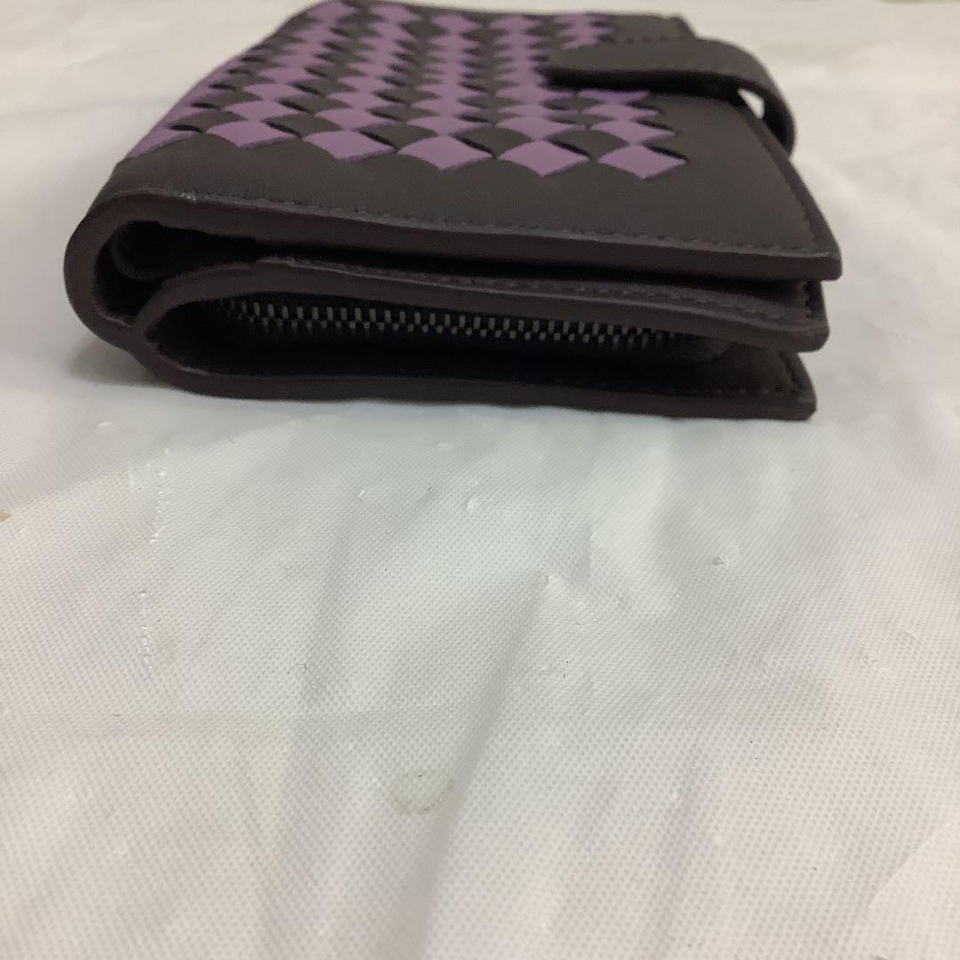 7605⑥BOTTEGA VENETA 二つ折り財布 紫と黒　ボッテガヴェネタ