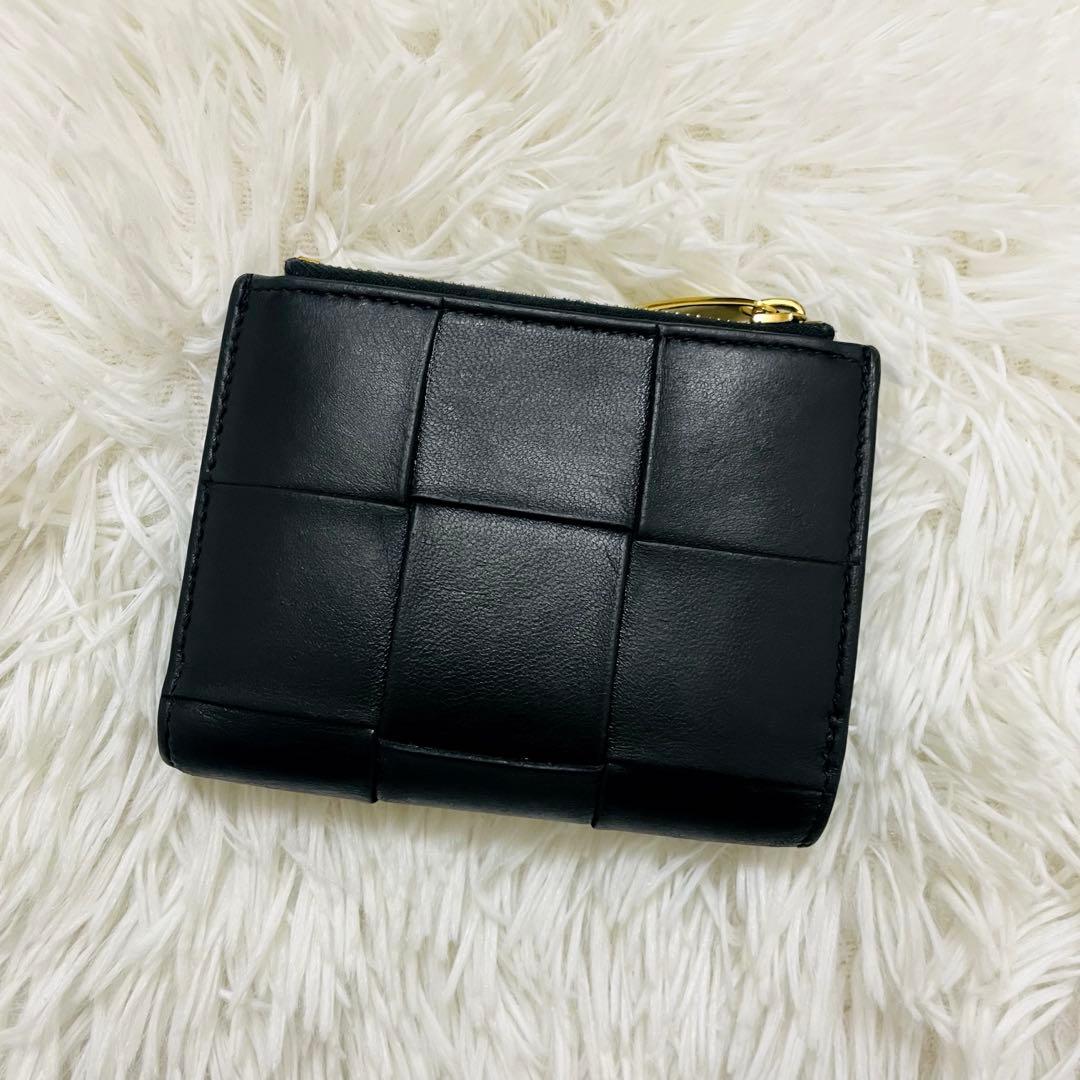 極美✨ボッテガヴェネタ 二つ折り財布 カセット レザー 黒