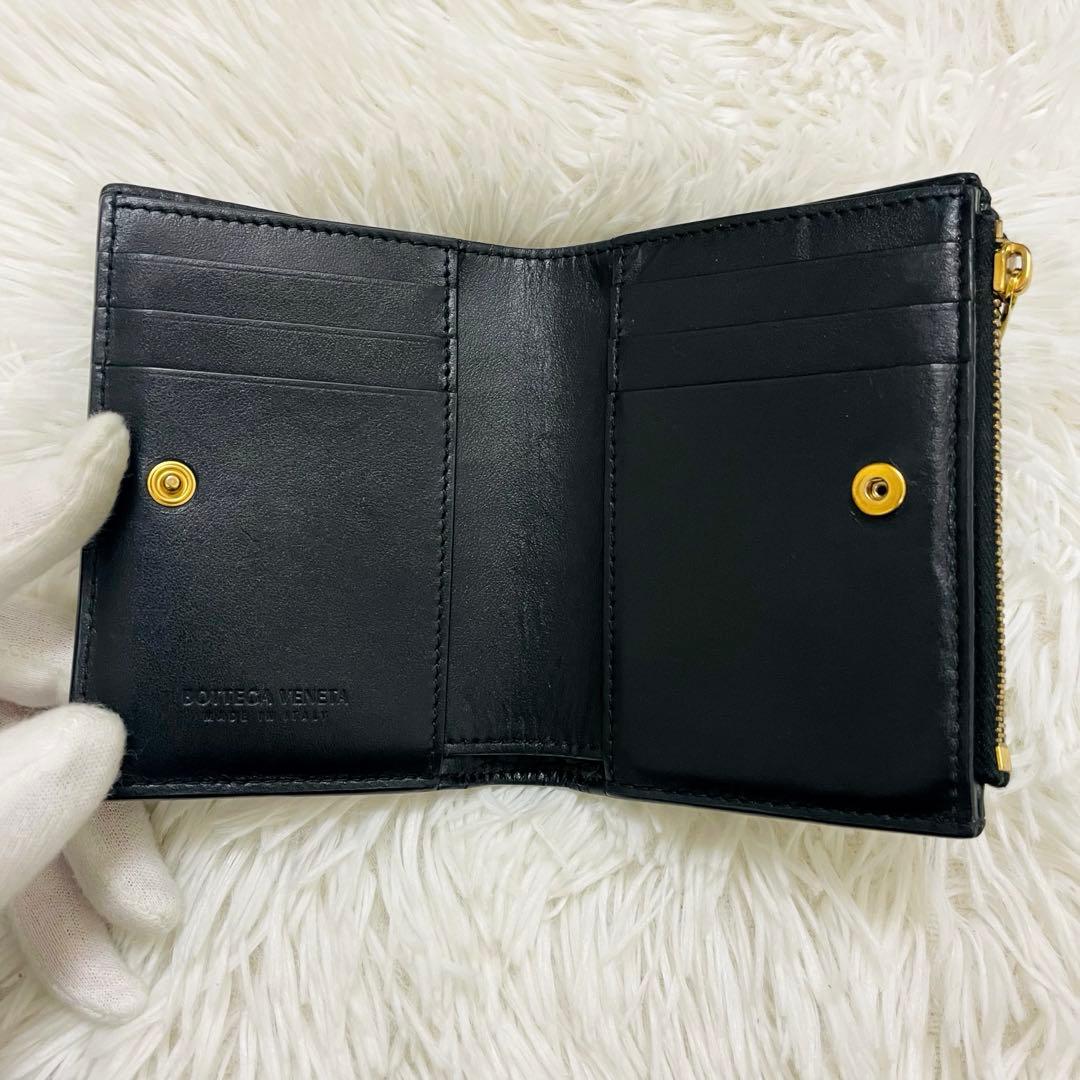 極美✨ボッテガヴェネタ 二つ折り財布 カセット レザー 黒