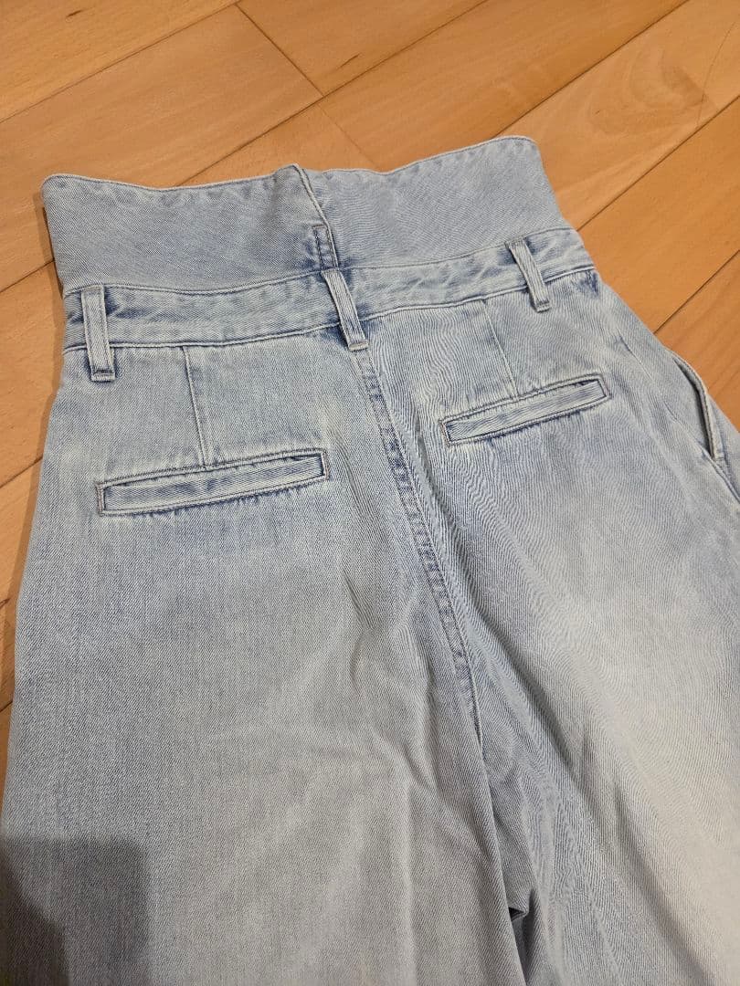 La boutique BonBonハイウエスト ワイドレッグ デニムパンツ S