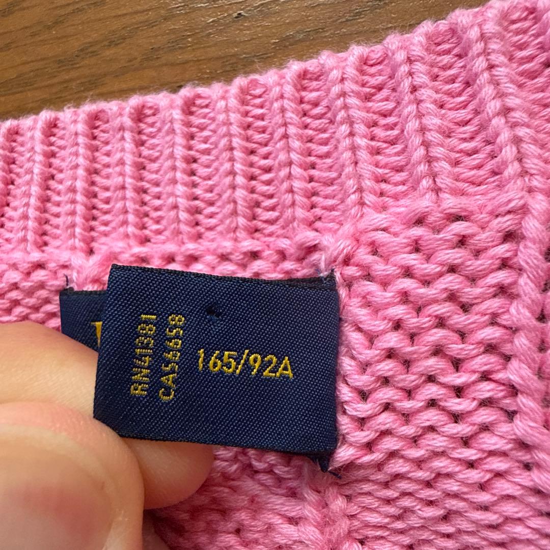 Polo Ralph Lauren ケーブルカーディガン Mサイズ ピンク 太畝