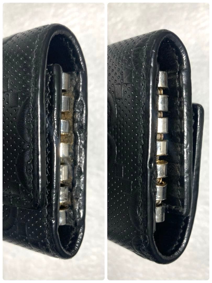 良品　GUCCI グッチ　GGエンボス レザー　キーリング付き　6連キーケース