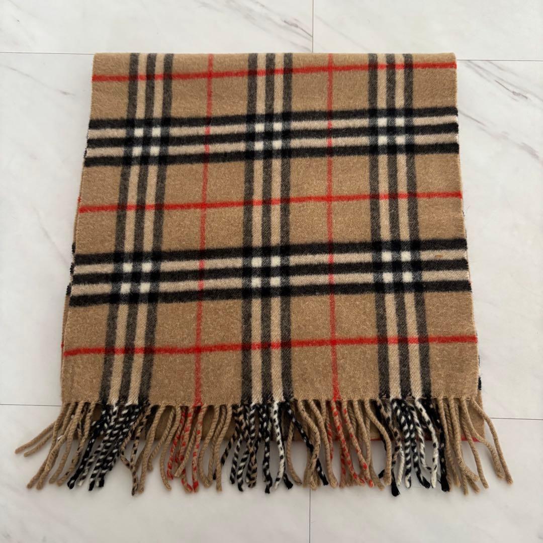 Burberry カシミア100% チェック柄マフラー　ノバチェック　ベージュ