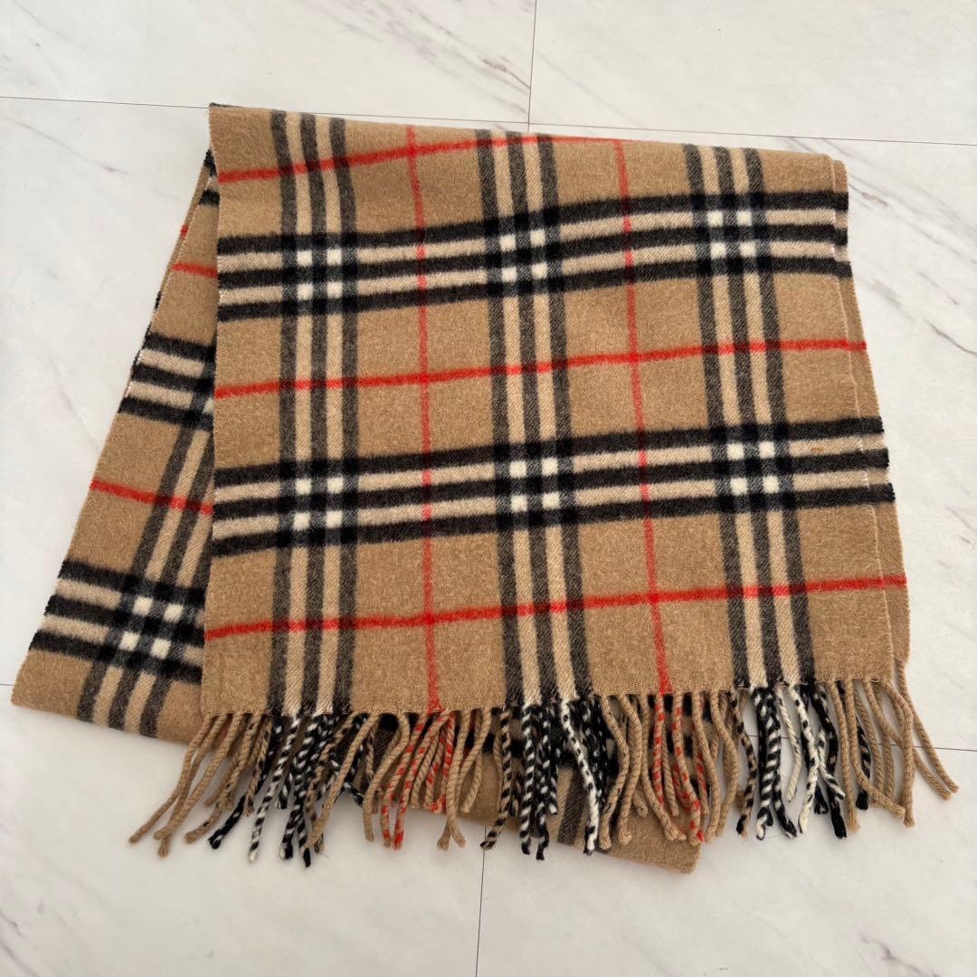 Burberry カシミア100% チェック柄マフラー　ノバチェック　ベージュ
