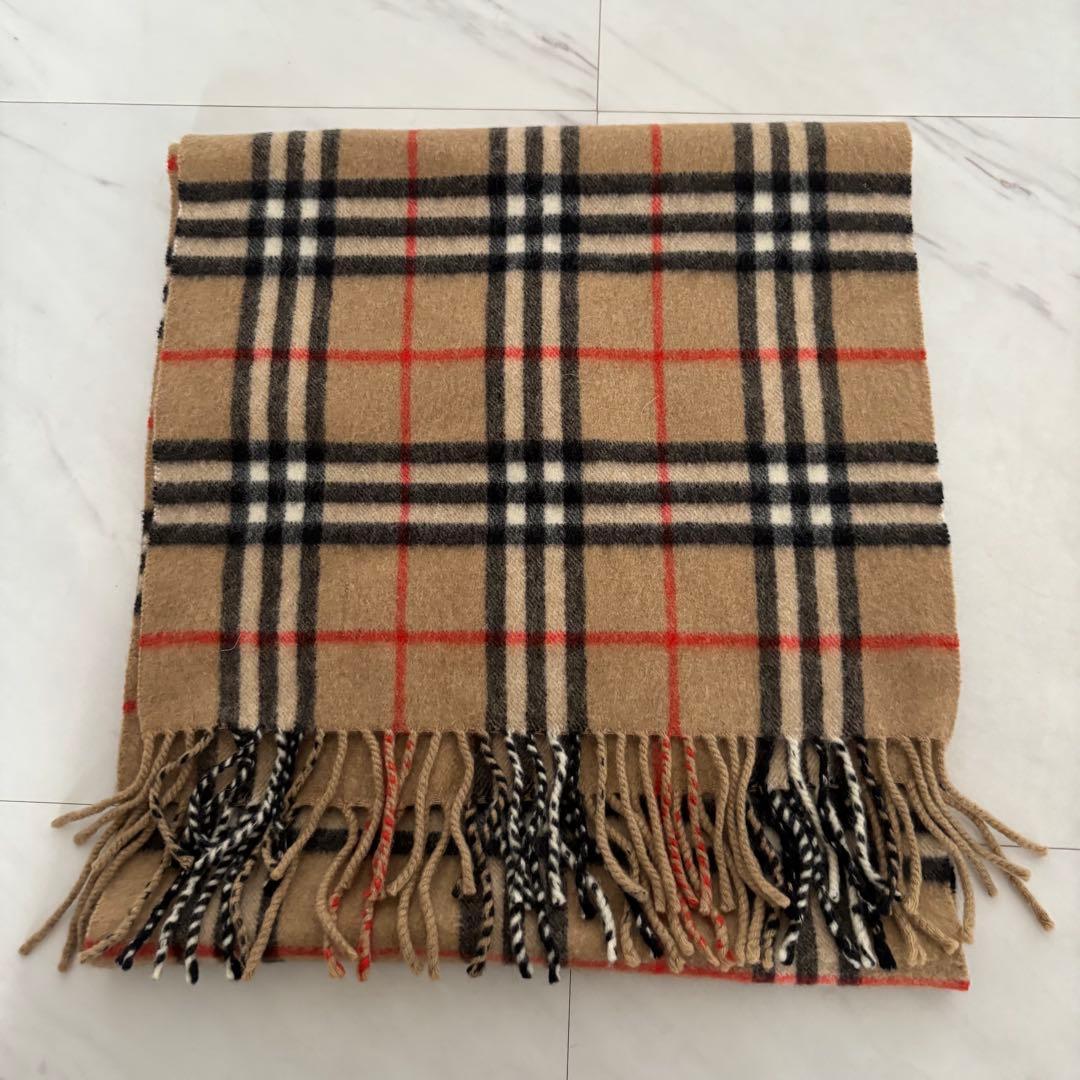 Burberry カシミア100% チェック柄マフラー　ノバチェック　ベージュ