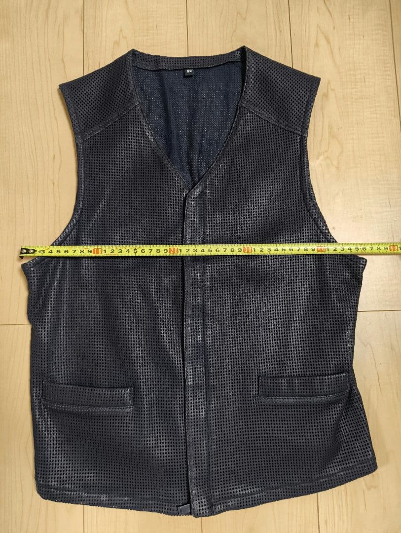 GIORGIO ARMANI パンチングレザーベスト 濃紺