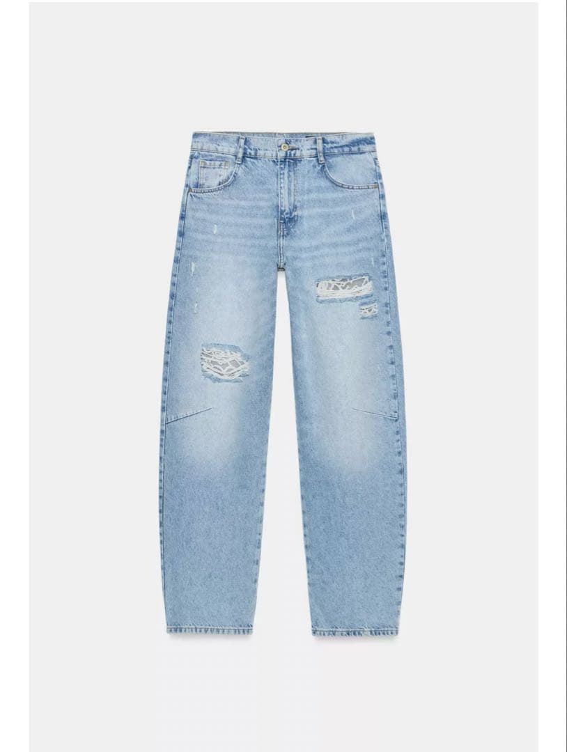 完売品⭐︎ZARA Z1975 ダメージ加工バギーレースデニムパンツ 34