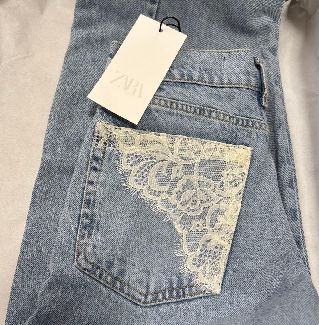 完売品⭐︎ZARA Z1975 ダメージ加工バギーレースデニムパンツ 34