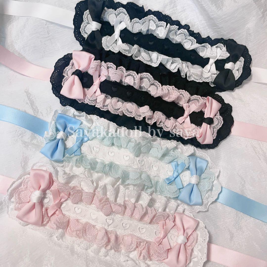 ♡ Candy チェック柄 フリルレースリボンヘッドドレス pink ♡