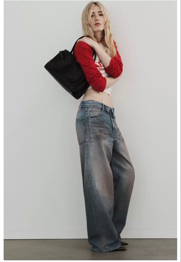 zara ミッドライズ折り返しデニム　32