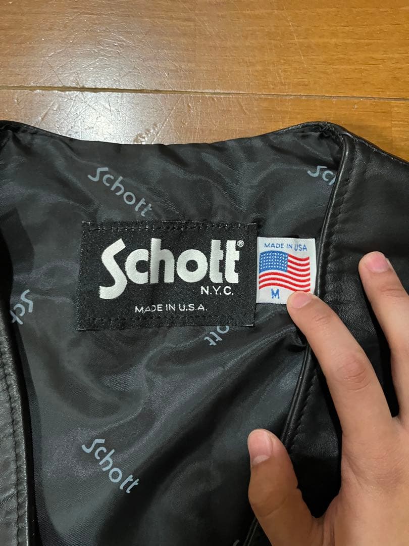 Schott レザー ベスト Mサイズ 黒 アメリカ製 古着